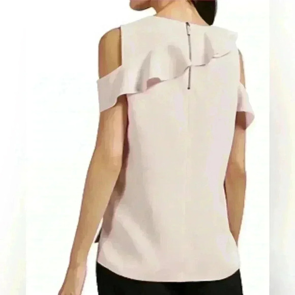 Ted Baker Honourr Asymmetrical Frill Top Nude Pink - Size 2 - Small/Medium - Picture 2 of 11